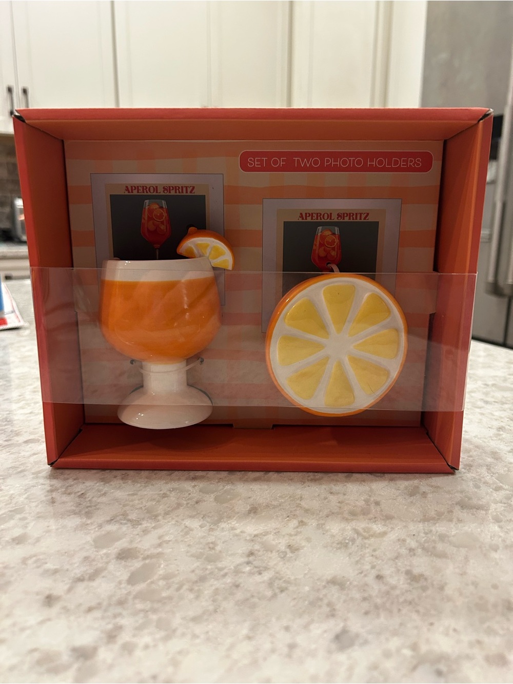 “New” Aperol Spritz Themed Photo Holders — Orange & Yellow Set